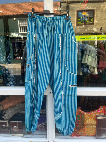 Pirate Stripe Blue Harem Pants