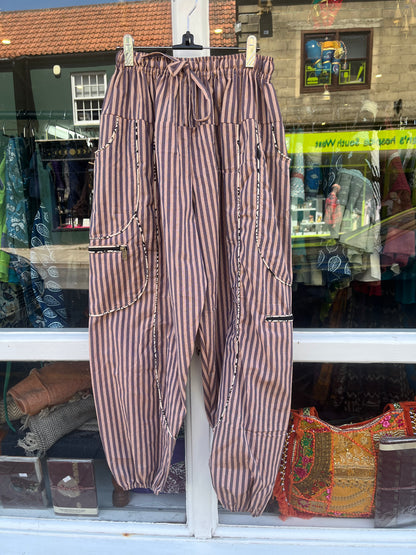 Pirate Stripe Brown Harem Pants