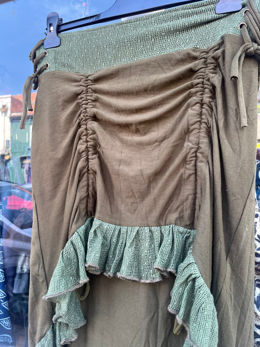 Khaki Waterfall Pixie Mini Skirt