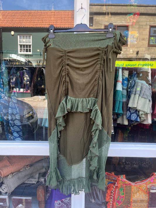 Khaki Waterfall Pixie Mini Skirt