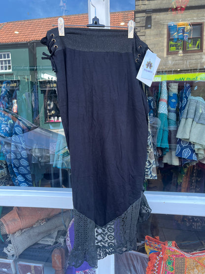Black Waterfall Pixie Mini Skirt