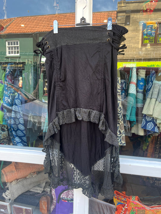 Black Waterfall Pixie Mini Skirt
