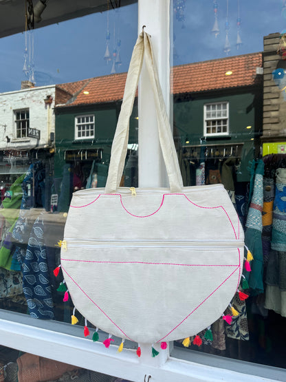 Indian Cotton Peacock Embroidered Bag