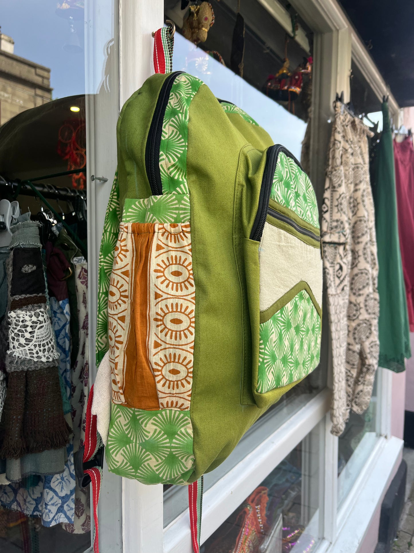 Large Green Patchwork Backpack