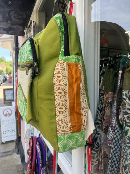 Large Green Patchwork Backpack