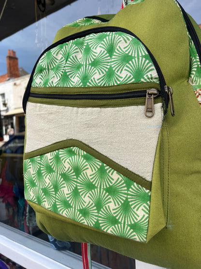 Large Green Patchwork Backpack