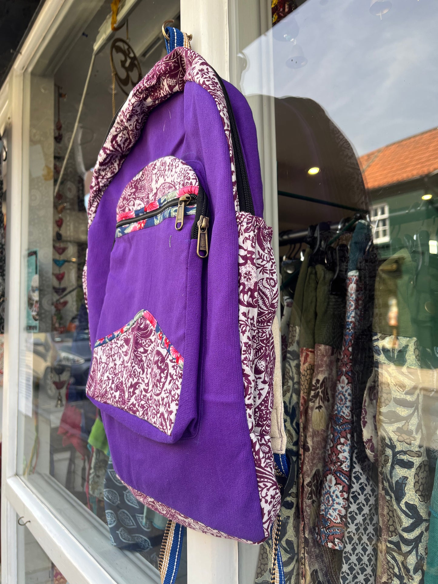 Large Purple Patchwork Backpack
