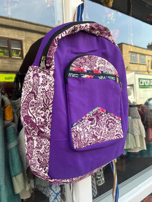 Large Purple Patchwork Backpack