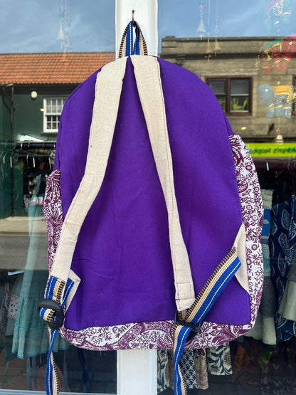 Large Purple Patchwork Backpack