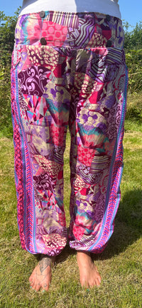 Hareem Coconut Button Silk blend printed Pants.