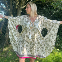 Angel Wing Silk blend Kaftan Dress l Top.