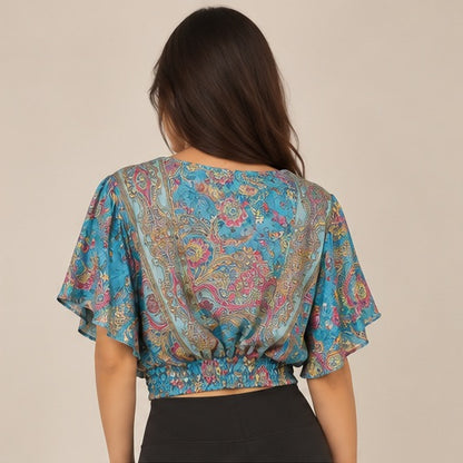 Turquoise Paisley Bobbins Top