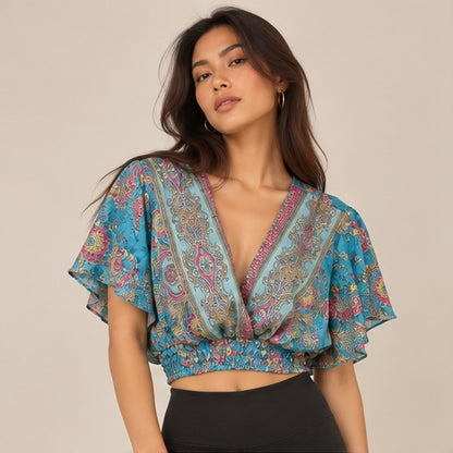 Turquoise Paisley Bobbins Top