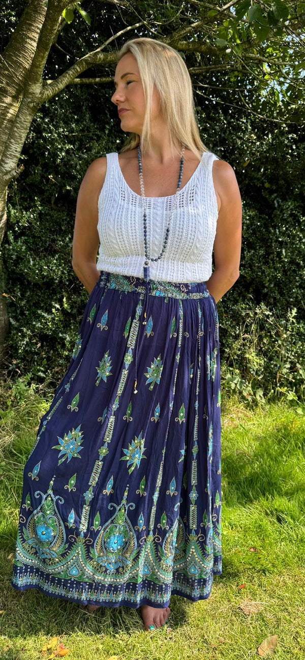 Hand Embellished Maxi Skirt