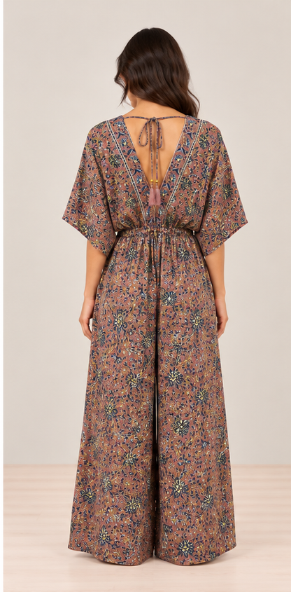 Pink Floral Wide-Leg Jumpsuit