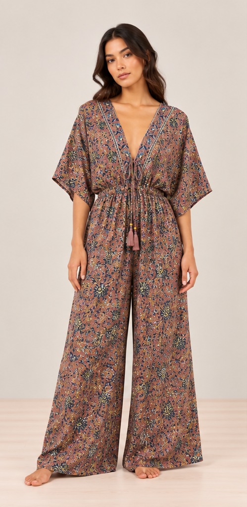 Pink Floral Wide-Leg Jumpsuit