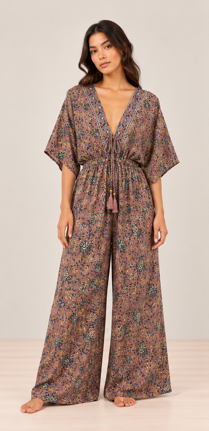 Pink Floral Wide-Leg Jumpsuit