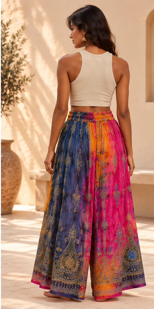 Multicolour Bohemian Wide-Leg Pants