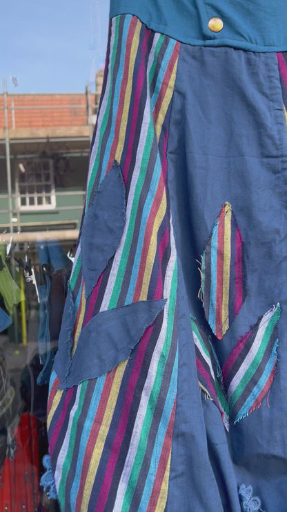 Blue Gypsy Floral Patchwork Skirt