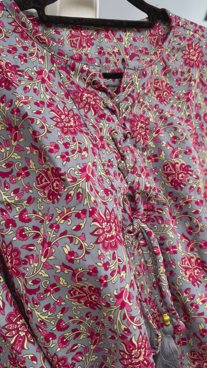 Floral Silky Medieval Top