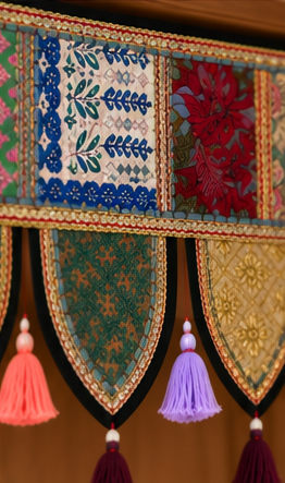 Blue Patchwork Toran – Decorative Door Hanging