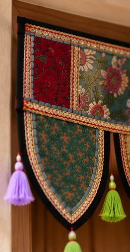 Blue Patchwork Toran – Decorative Door Hanging