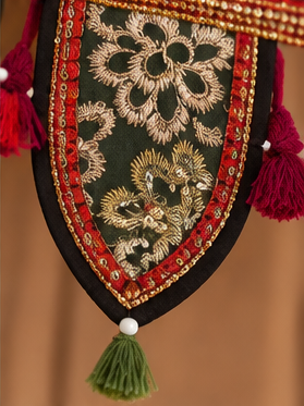 Red Patchwork Toran – Embroidered Door Hanging