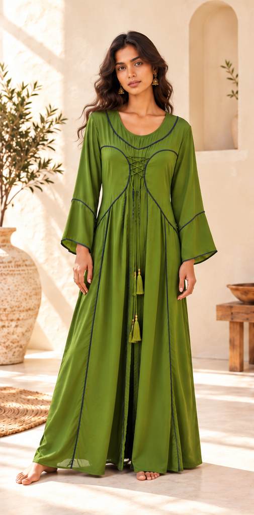 Olive Green Bohemian Maxi Dress